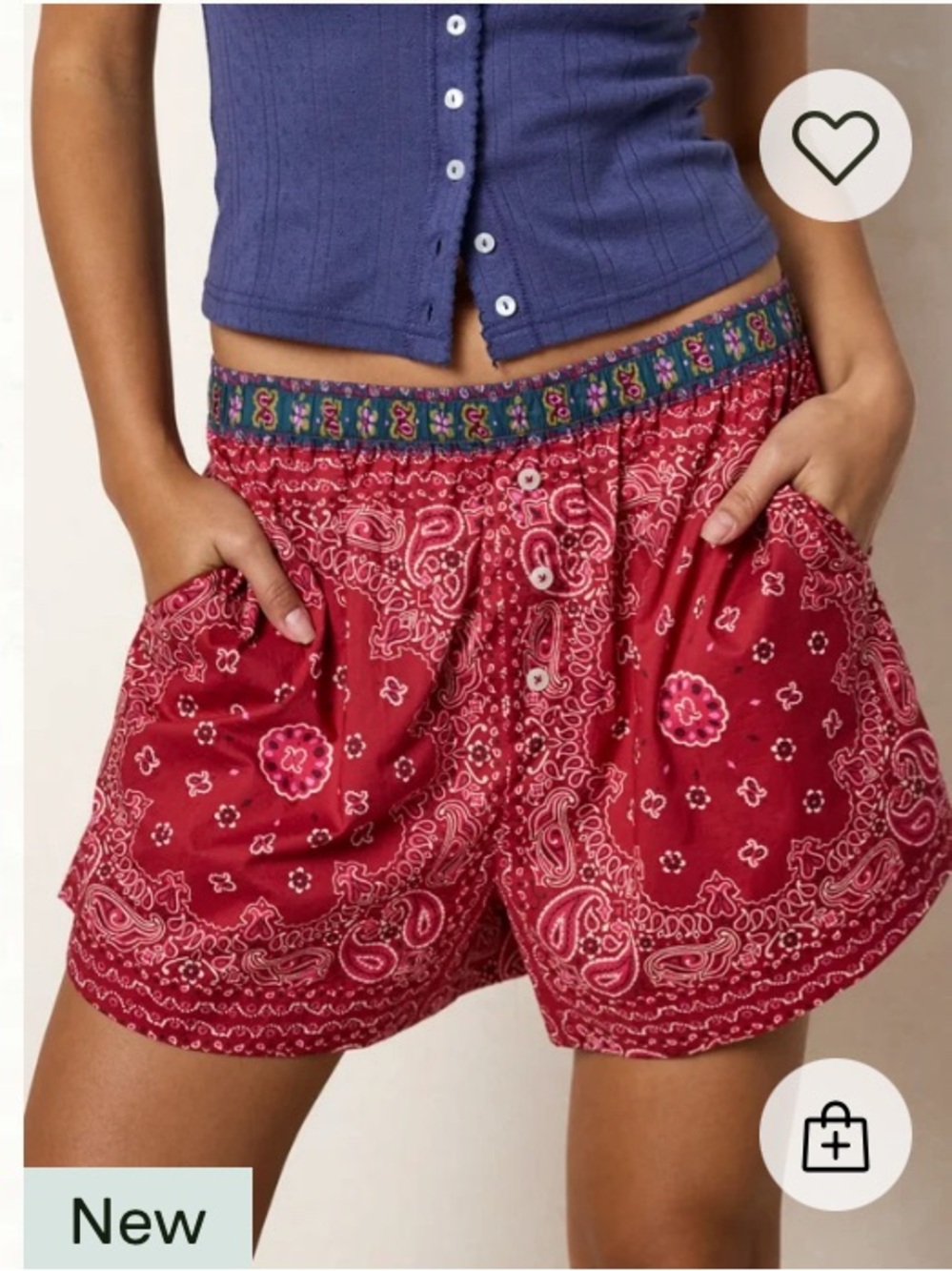 Natural Life Dream On Cotton Boxer Shorts - Brimfield Bandana Ruby Red Paisley